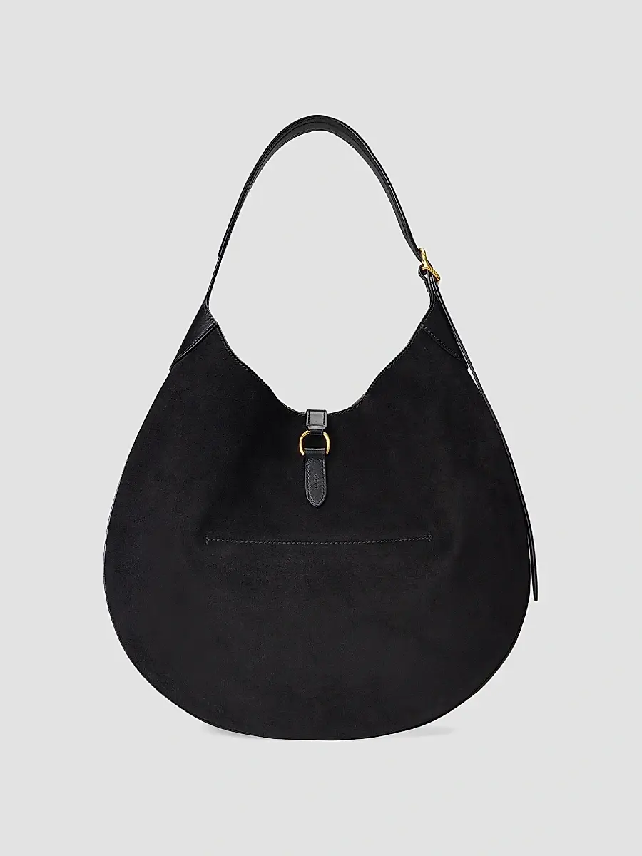 Polo Ralph Lauren Women's Large Polo ID Suede Shoulder Bag | Thumbnail 4 Polo Ralph Lauren Women's Large Polo ID Suede Shoulder Bag | Thumbnail 4