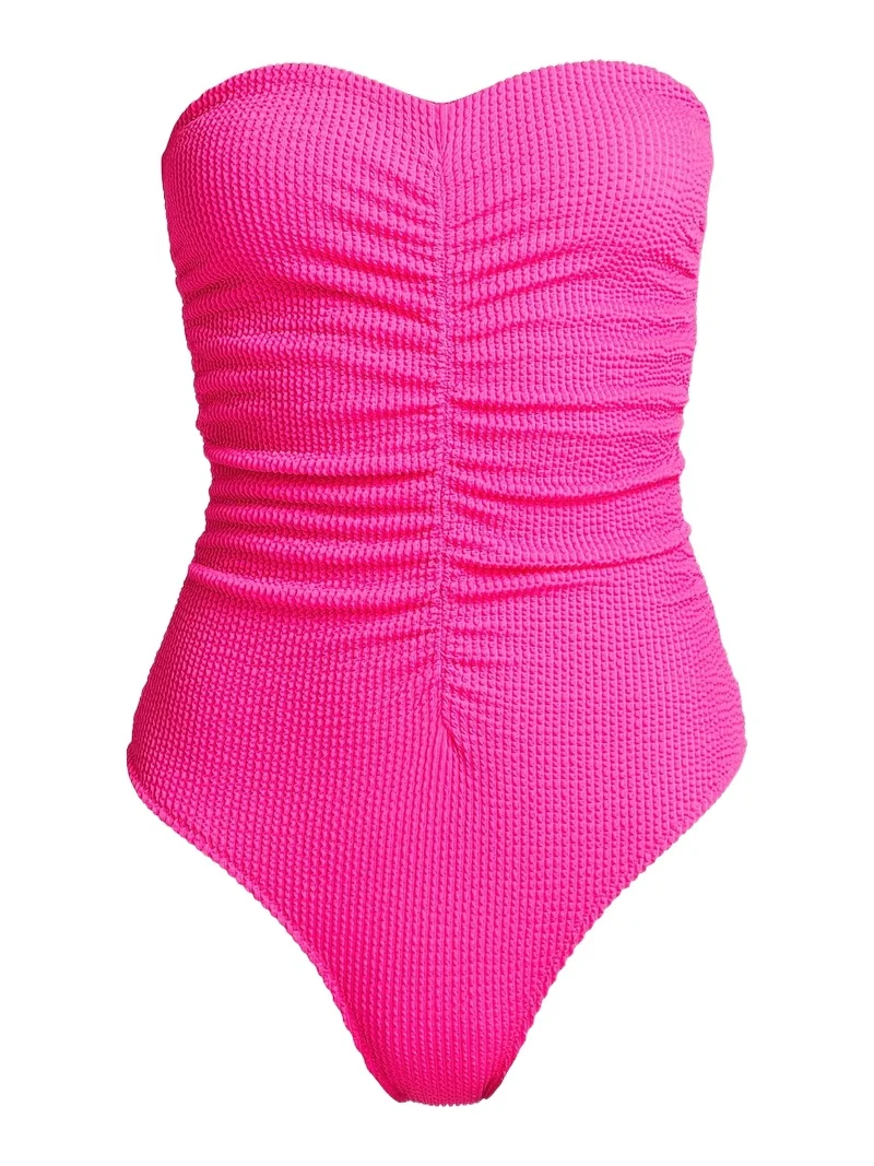 Milly Women's Textured Ruched Strapless One-Piece Swimsuit
