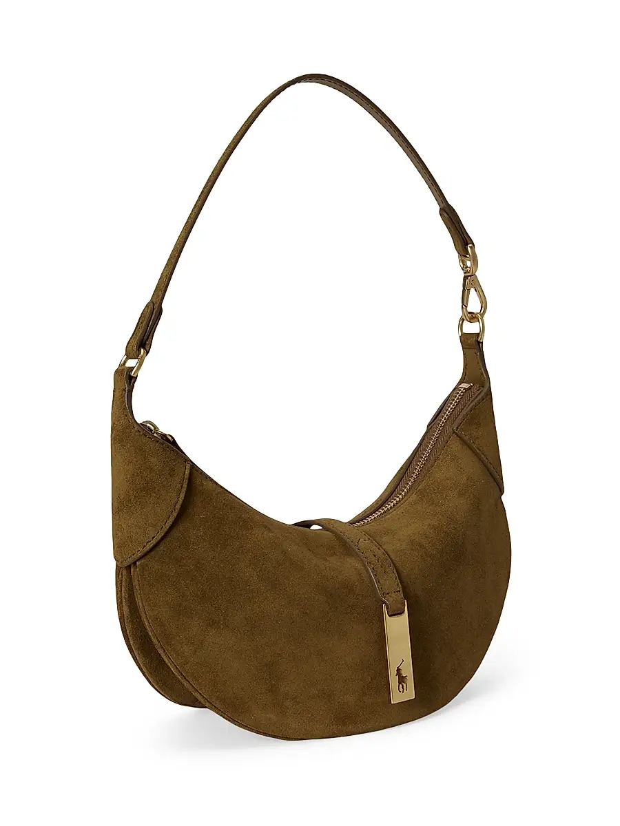 Polo Ralph Lauren Women's Polo ID Mini Suede Shoulder Bag | Thumbnail 3 Polo Ralph Lauren Women's Polo ID Mini Suede Shoulder Bag | Thumbnail 3