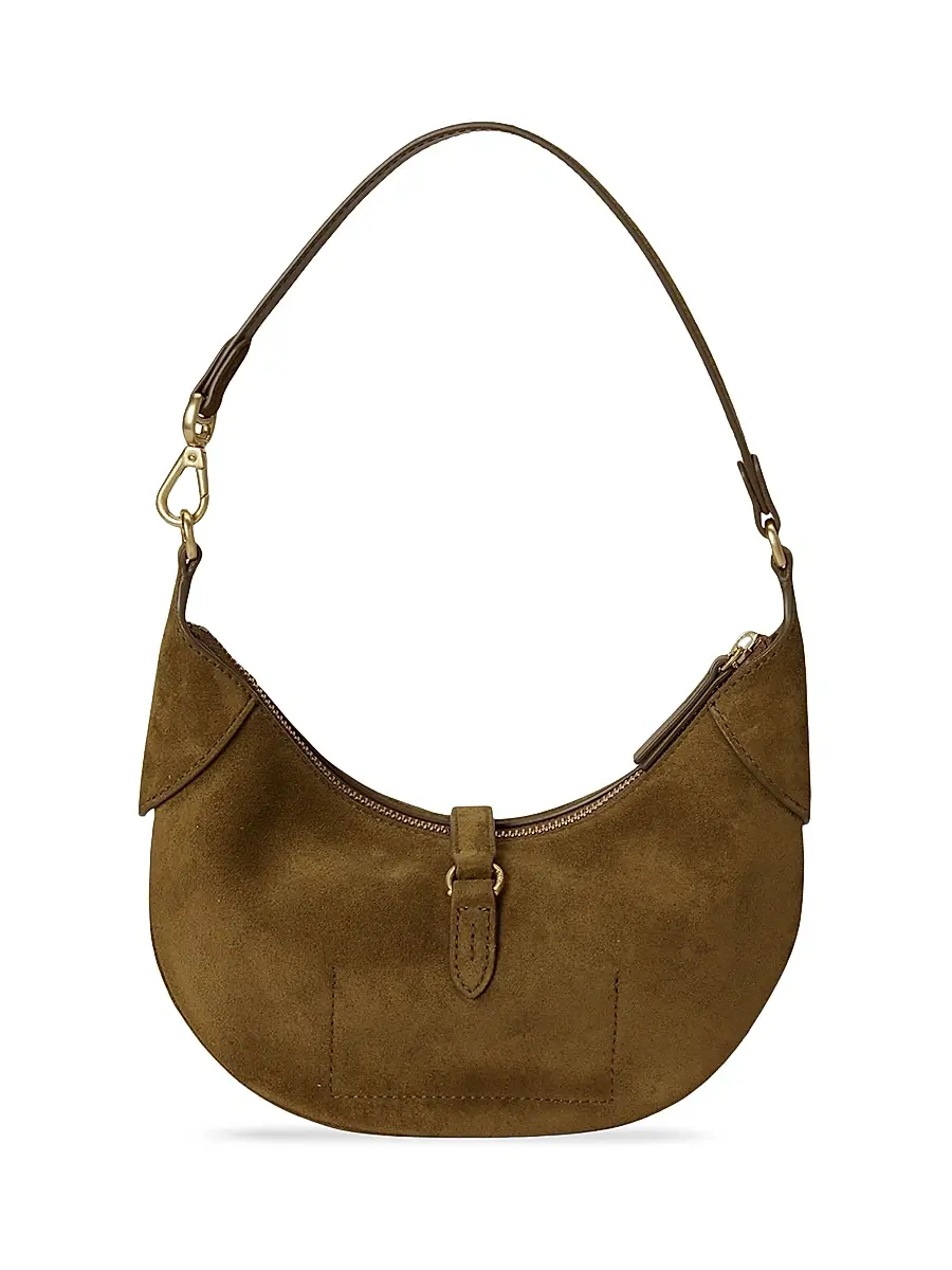 Polo Ralph Lauren Women's Polo ID Mini Suede Shoulder Bag | Thumbnail 4 Polo Ralph Lauren Women's Polo ID Mini Suede Shoulder Bag | Thumbnail 4