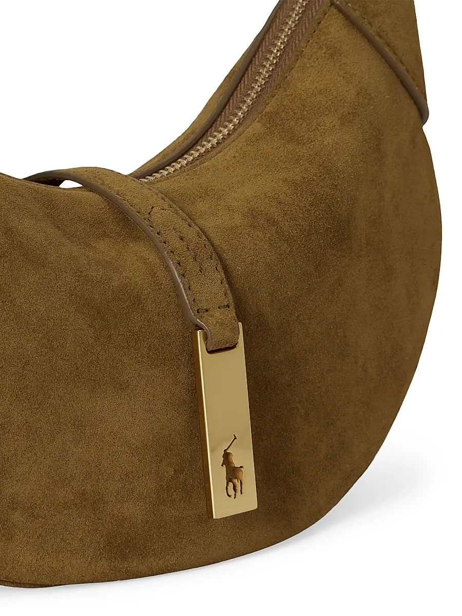 Polo Ralph Lauren Women's Polo ID Mini Suede Shoulder Bag | Thumbnail 5 Polo Ralph Lauren Women's Polo ID Mini Suede Shoulder Bag | Thumbnail 5