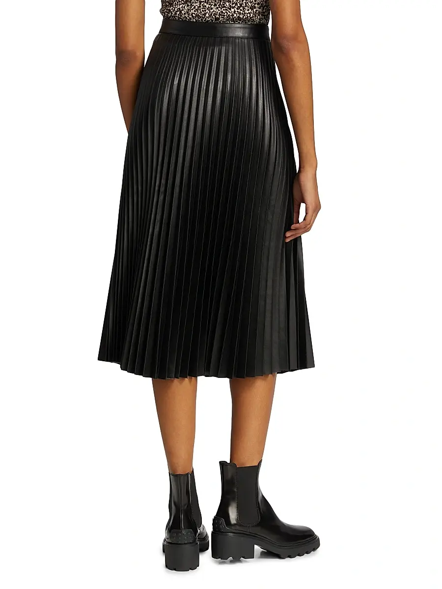 Proenza Schouler White Label Women's Pleated Faux-Leather Midi-Skirt | Thumbnail 5 Proenza Schouler White Label Women's Pleated Faux-Leather Midi-Skirt | Thumbnail 5