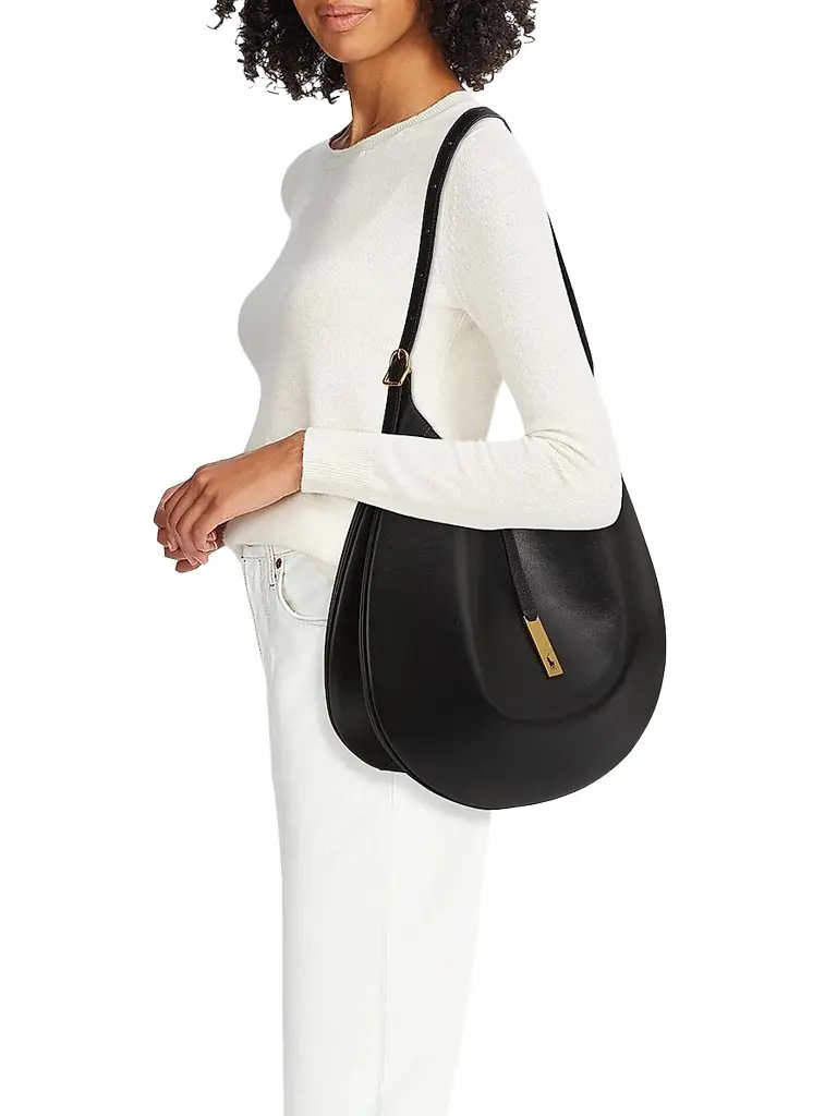 Polo Ralph Lauren Women's Polo ID Leather Shoulder Bag - Black | Image 1 Polo Ralph Lauren Women's Polo ID Leather Shoulder Bag - Black | Image 1