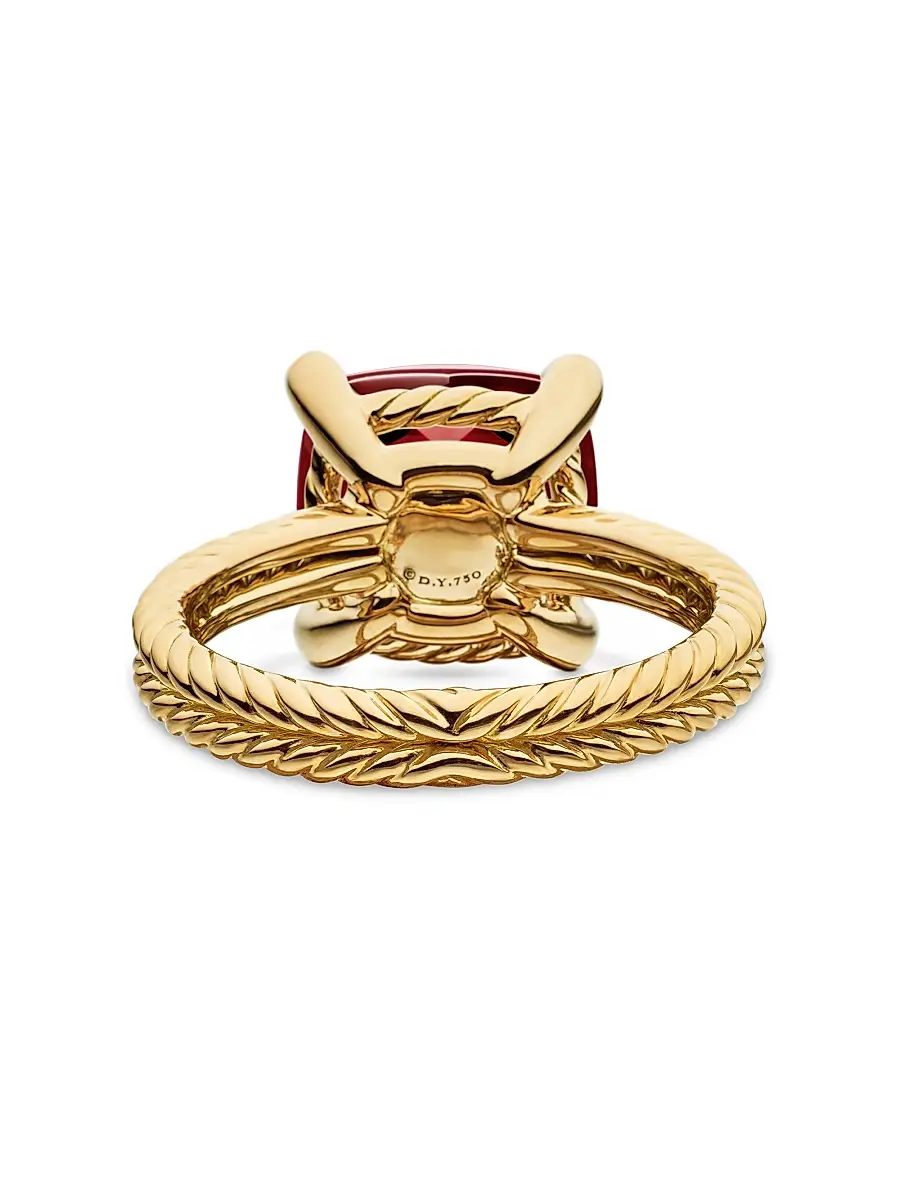 David Yurman Women's Chatelaine Ring in 18K Yellow Gold with Pavé Diamonds - Garnet | Thumbnail 6 David Yurman Women's Chatelaine Ring in 18K Yellow Gold with Pavé Diamonds - Garnet | Thumbnail 6
