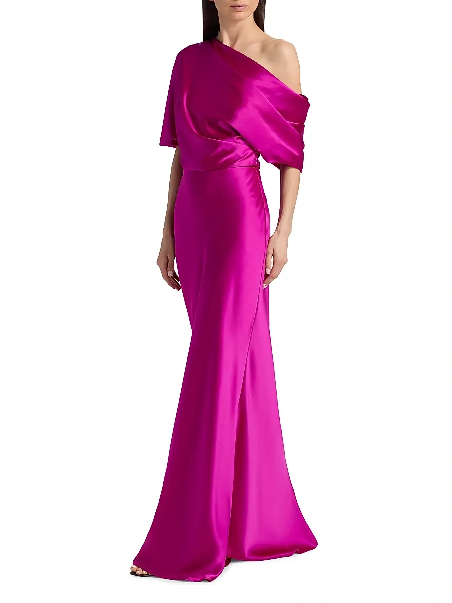 Amsale Women's Satin One-Shoulder Gown | Thumbnail 2 Amsale Women's Satin One-Shoulder Gown | Thumbnail 2