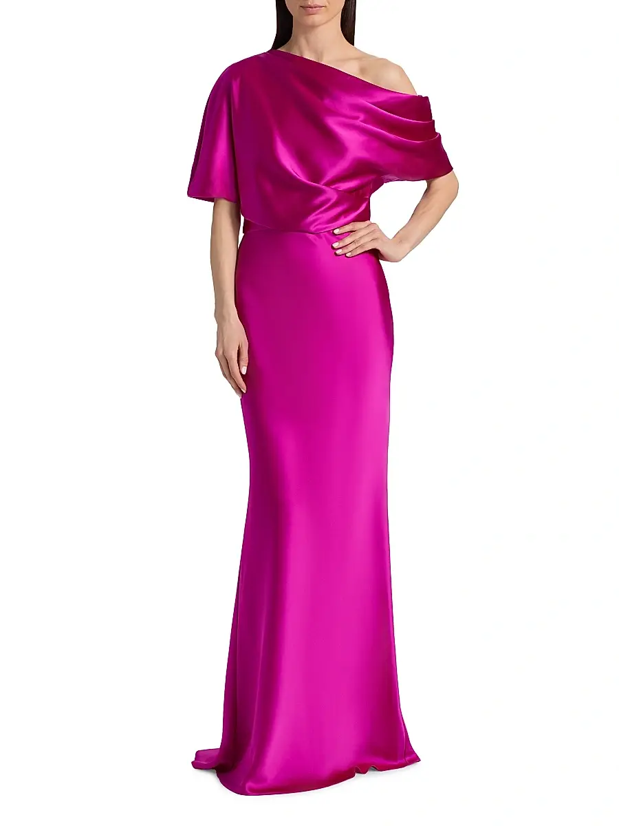 Amsale Women's Satin One-Shoulder Gown | Thumbnail 3 Amsale Women's Satin One-Shoulder Gown | Thumbnail 3