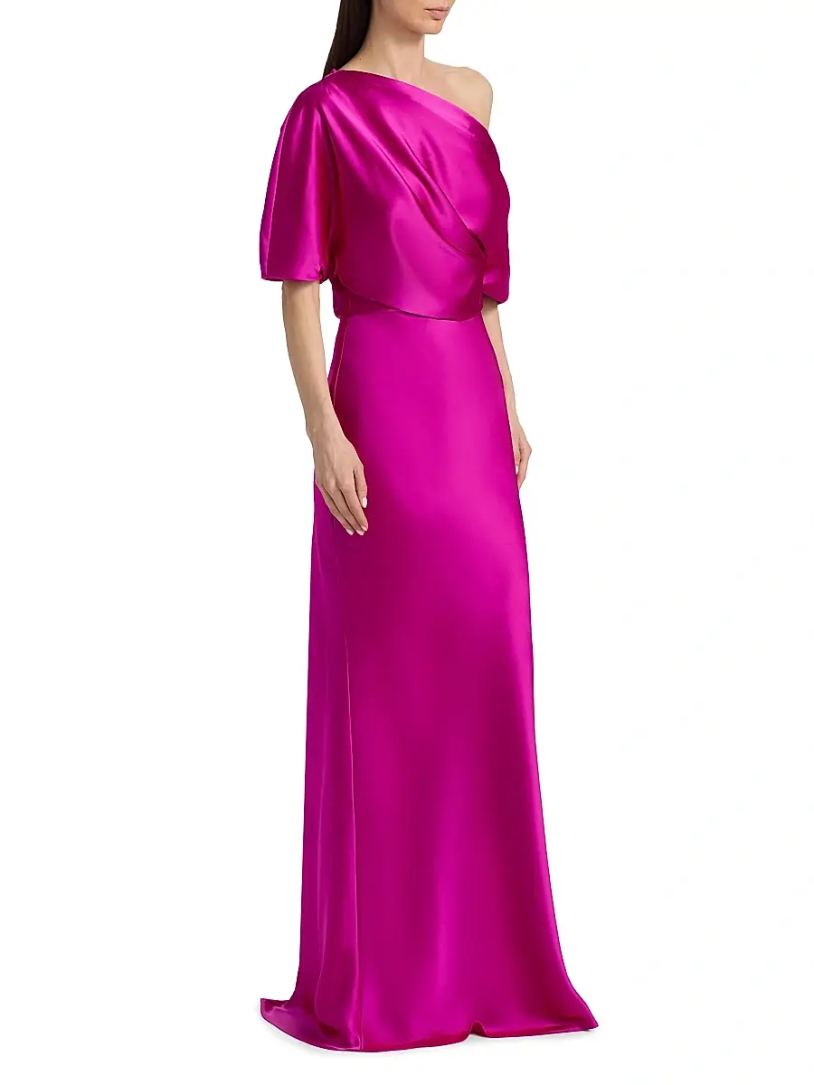 Amsale Women's Satin One-Shoulder Gown | Thumbnail 4 Amsale Women's Satin One-Shoulder Gown | Thumbnail 4