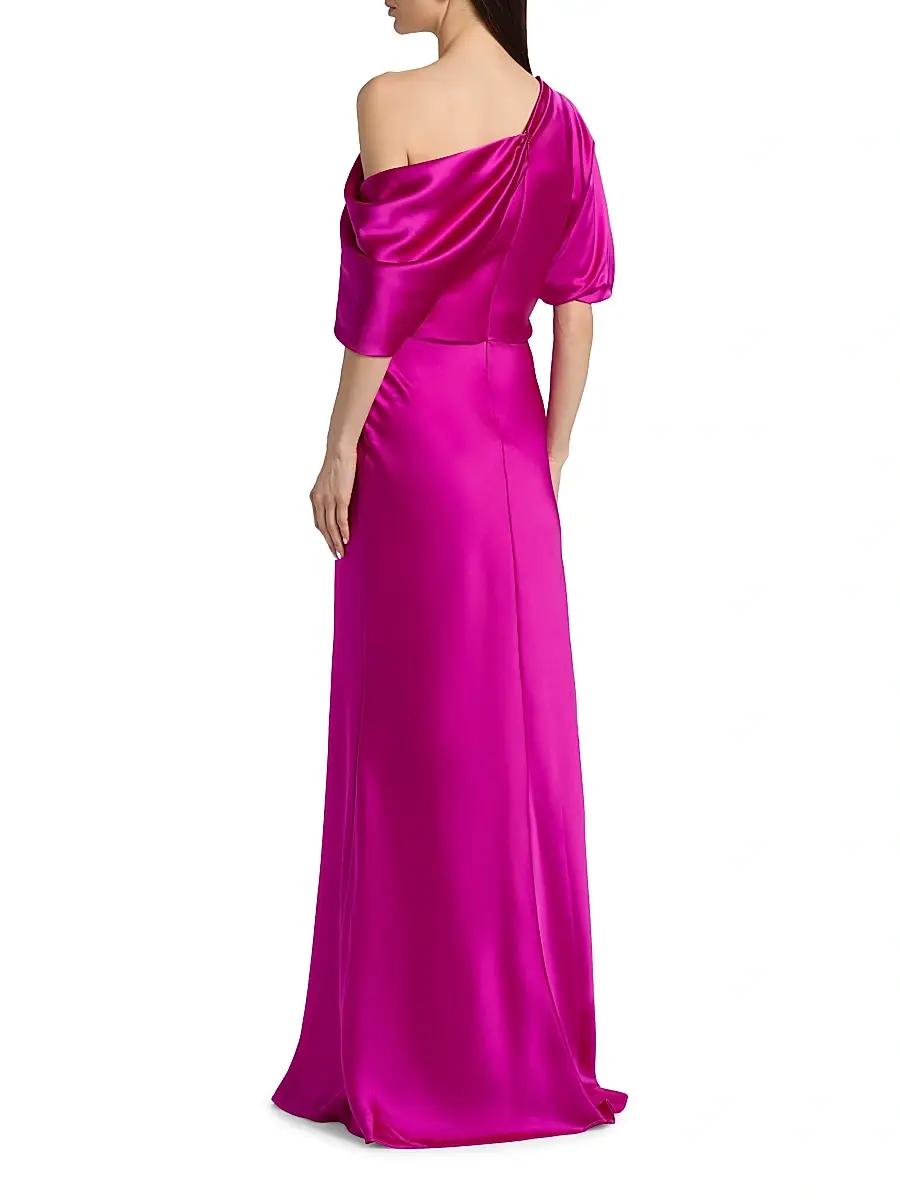 Amsale Women's Satin One-Shoulder Gown | Thumbnail 5 Amsale Women's Satin One-Shoulder Gown | Thumbnail 5