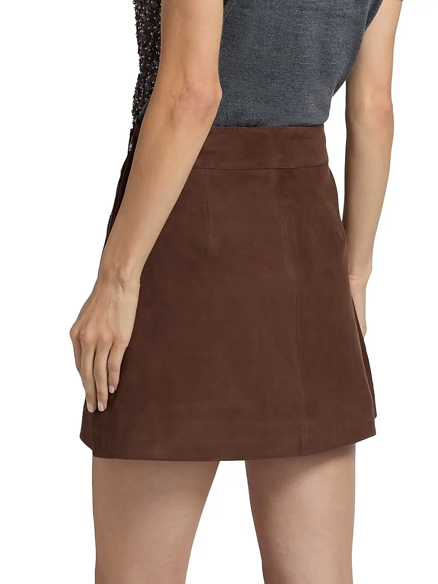 TANYA TAYLOR Women's Fran Suede Patch Pocket Miniskirt | Thumbnail 5 TANYA TAYLOR Women's Fran Suede Patch Pocket Miniskirt | Thumbnail 5