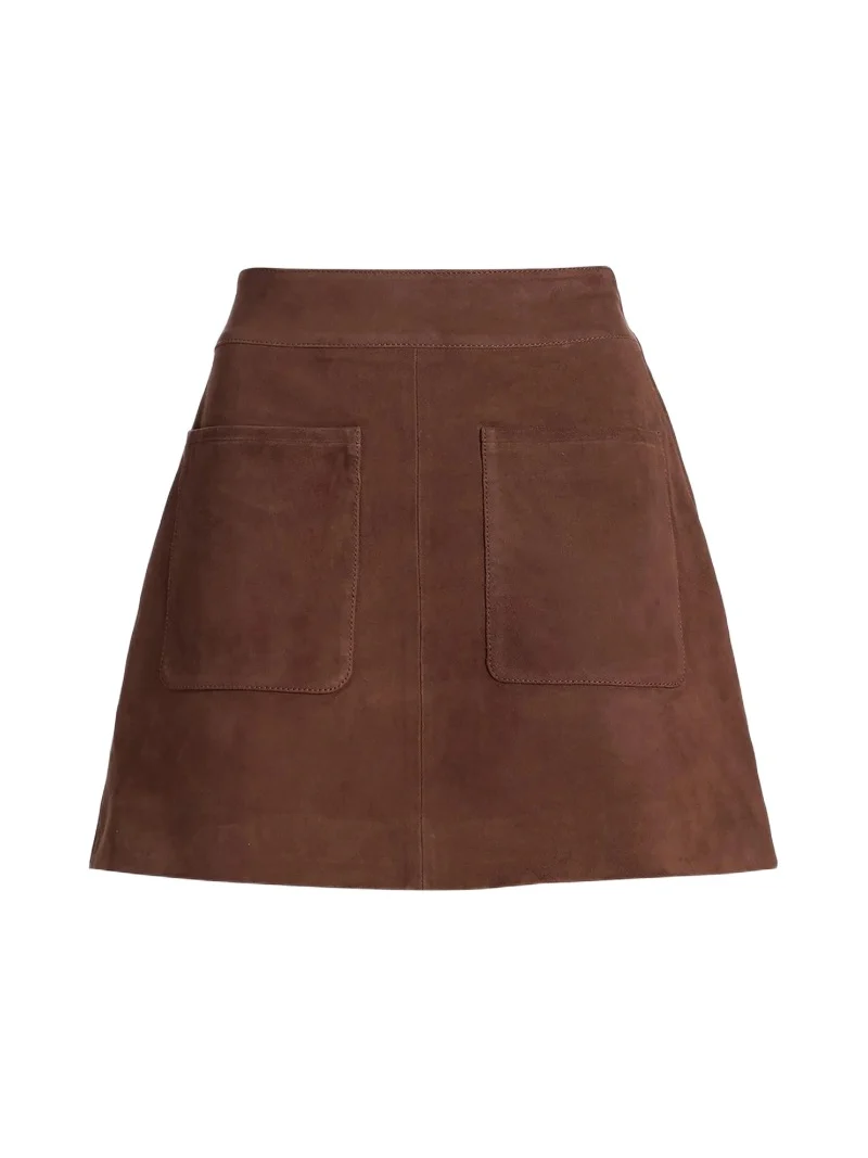 TANYA TAYLOR Women's Fran Suede Patch Pocket Miniskirt
