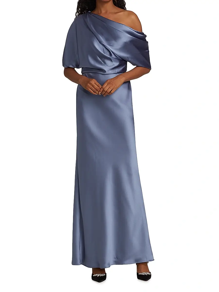 Amsale Women's Satin One-Shoulder Gown | Thumbnail 2 Amsale Women's Satin One-Shoulder Gown | Thumbnail 2