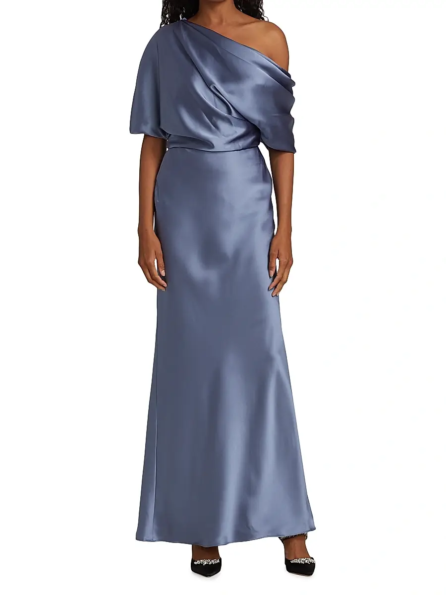 Amsale Women's Satin One-Shoulder Gown | Thumbnail 3 Amsale Women's Satin One-Shoulder Gown | Thumbnail 3