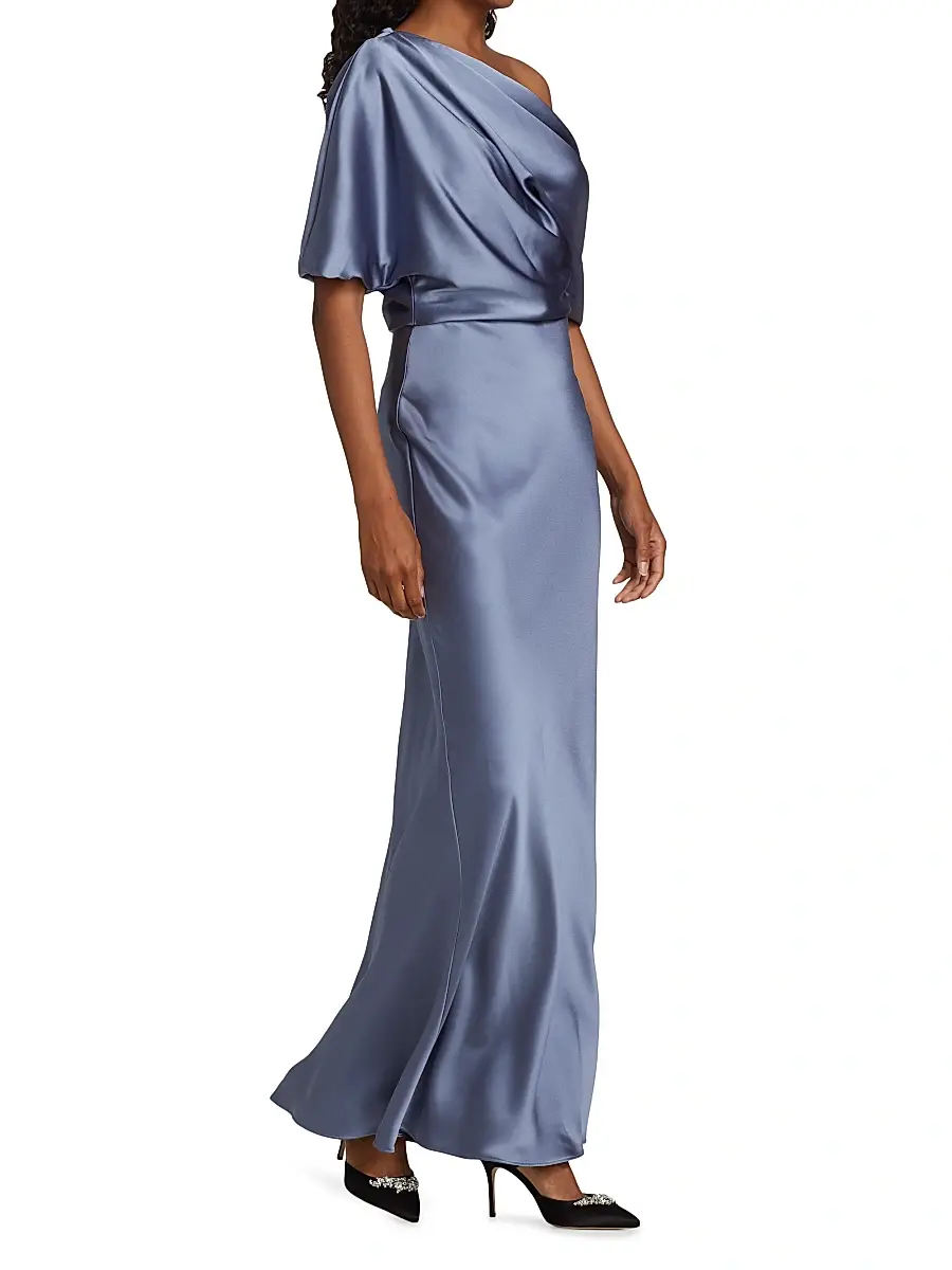Amsale Women's Satin One-Shoulder Gown | Thumbnail 4 Amsale Women's Satin One-Shoulder Gown | Thumbnail 4