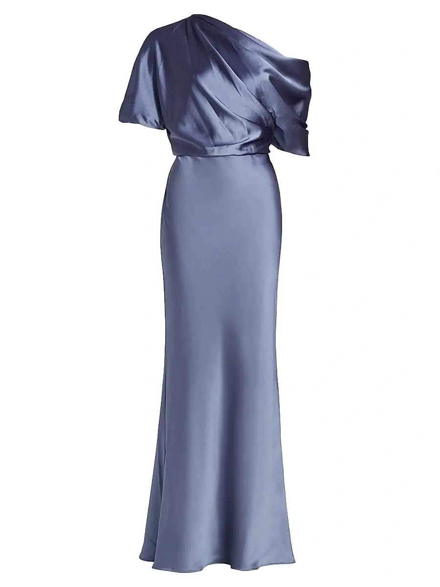 Amsale Women's Satin One-Shoulder Gown - Slate | Image 1 Amsale Women's Satin One-Shoulder Gown - Slate | Image 1