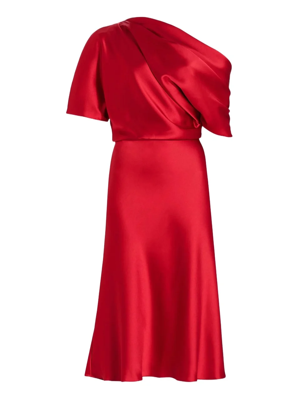 Amsale Women's Draped Satin One-Shoulder Midi-Dress