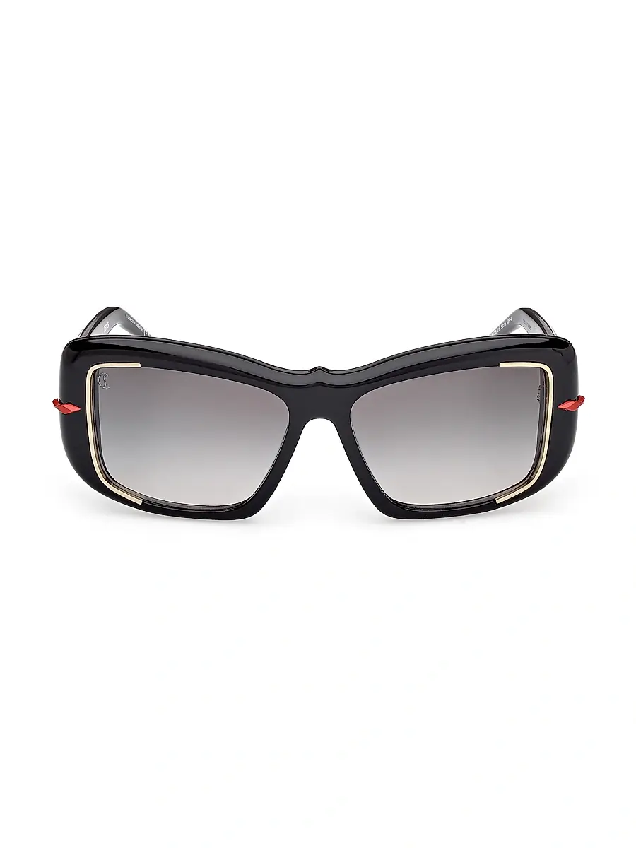 Christian Louboutin Women's 56MM Square Sunglasses - Black Gold Black | Thumbnail 2