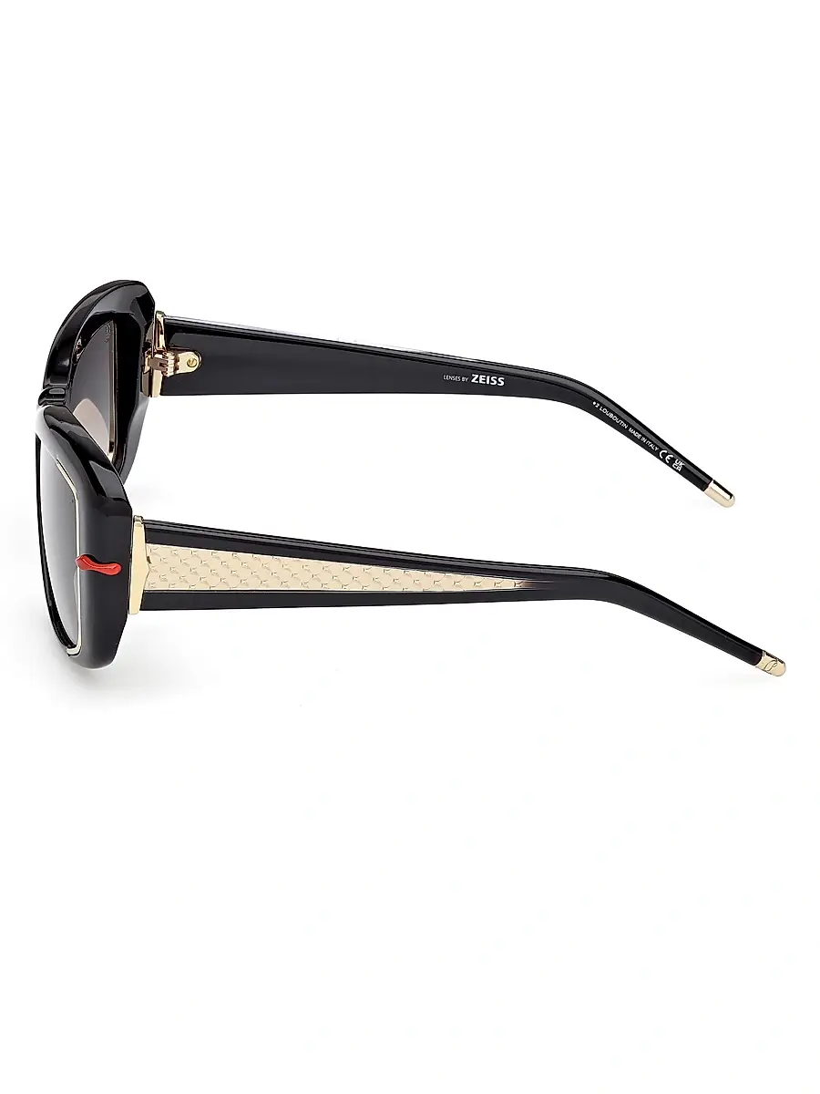 Christian Louboutin Women's 56MM Square Sunglasses - Black Gold Black | Thumbnail 3