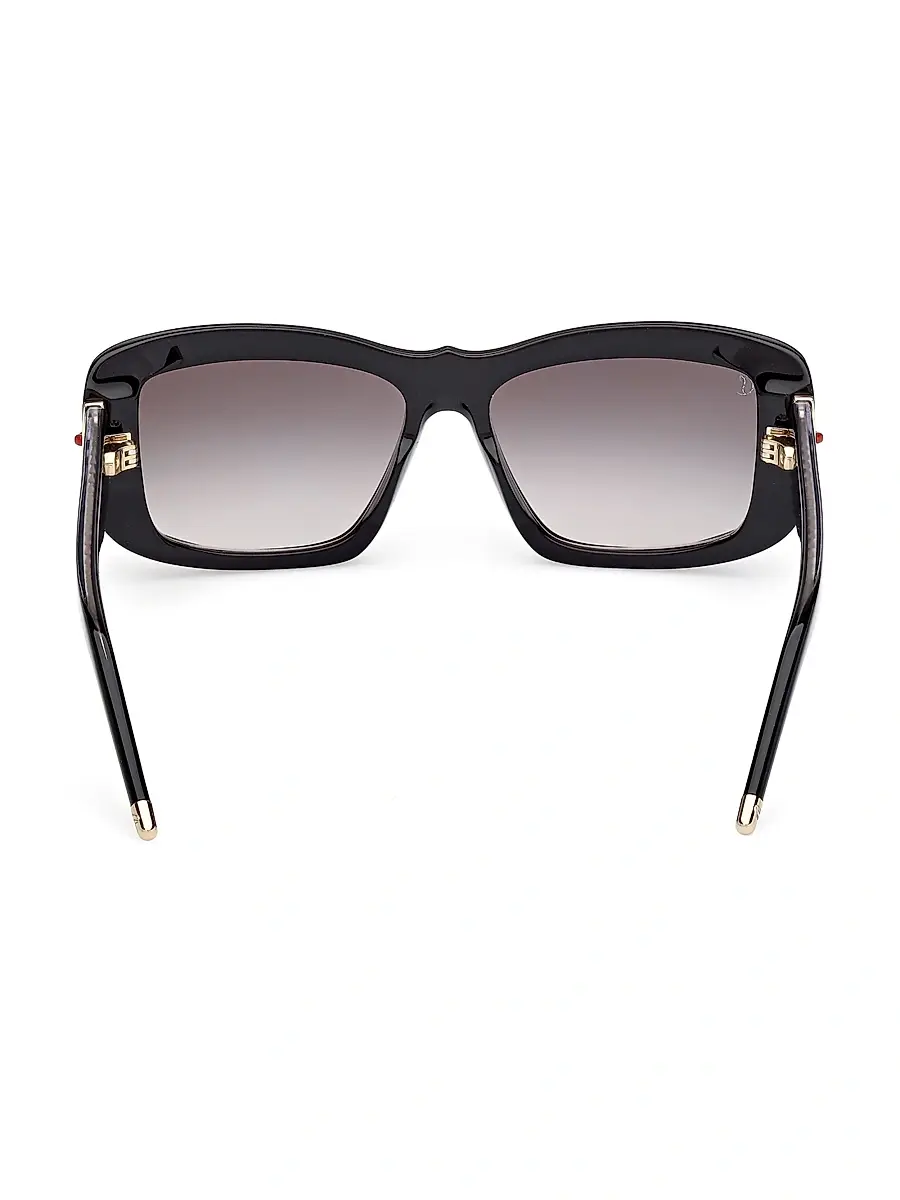 Christian Louboutin Women's 56MM Square Sunglasses - Black Gold Black | Thumbnail 4