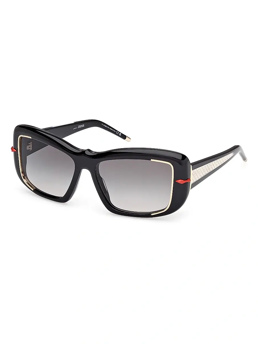Christian Louboutin Women's 56MM Square Sunglasses - Black Gold Black | Image 1 Christian Louboutin Women's 56MM Square Sunglasses - Black Gold Black | Image 1