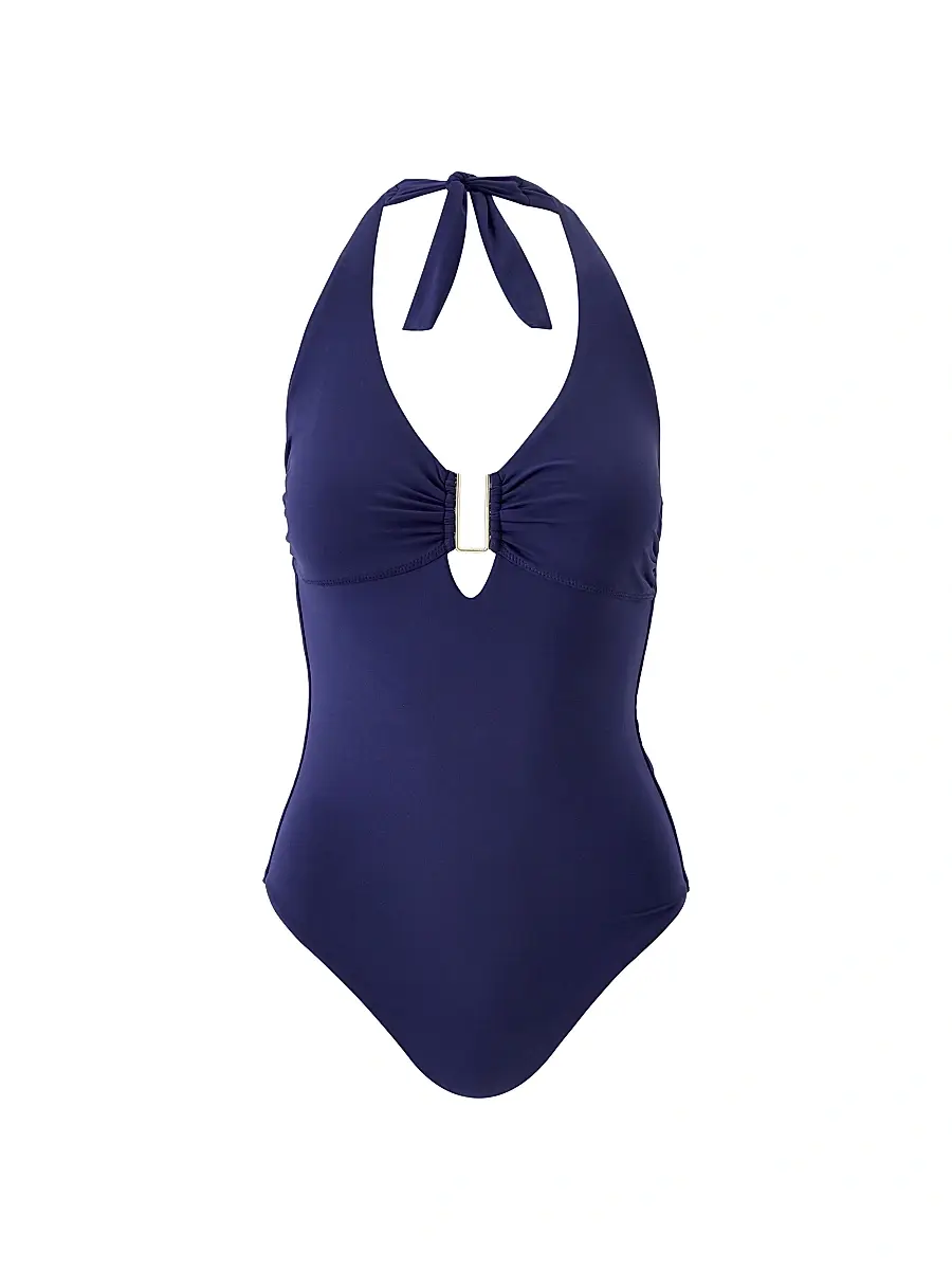 Melissa Odabash Women's Tampa Halterneck One-Piece Swimsuit - Navy | Image 1 Melissa Odabash Women's Tampa Halterneck One-Piece Swimsuit - Navy | Image 1