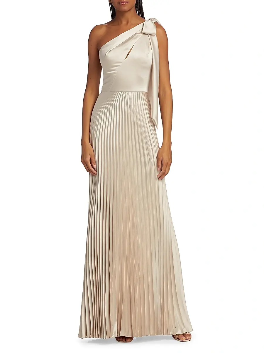 Amsale Women's Satin One-Shoulder Pleated Gown | Thumbnail 3 Amsale Women's Satin One-Shoulder Pleated Gown | Thumbnail 3