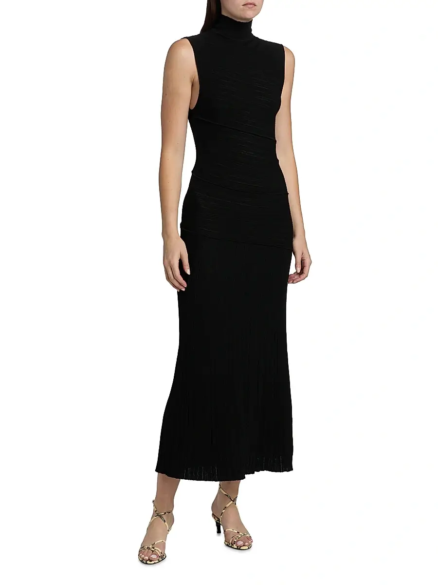 Proenza Schouler Women's Federica Micro Pleat Midi-Dress | Thumbnail 4 Proenza Schouler Women's Federica Micro Pleat Midi-Dress | Thumbnail 4