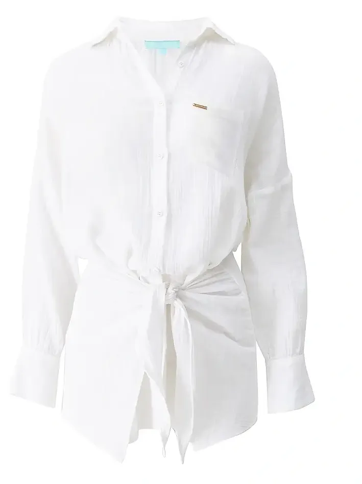 Women's Sara Cotton Tie-Waist Mini-Shirtdress Women's Sara Cotton Tie-Waist Mini-Shirtdress