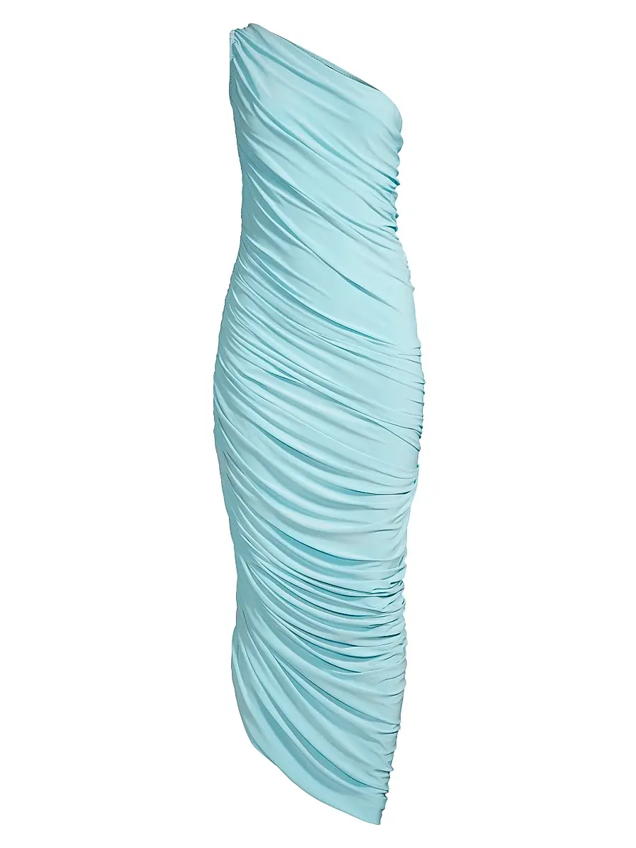 Norma Kamali Women's Diana Ruched One-Shoulder Gown - Powder Blue | Image 1 Norma Kamali Women's Diana Ruched One-Shoulder Gown - Powder Blue | Image 1