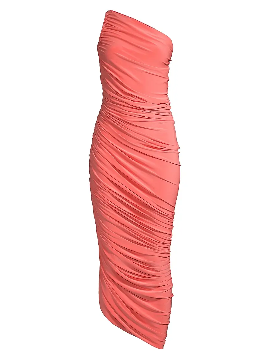 Norma Kamali Women's Diana Ruched One-Shoulder Gown - Papaya | Image 1 Norma Kamali Women's Diana Ruched One-Shoulder Gown - Papaya | Image 1