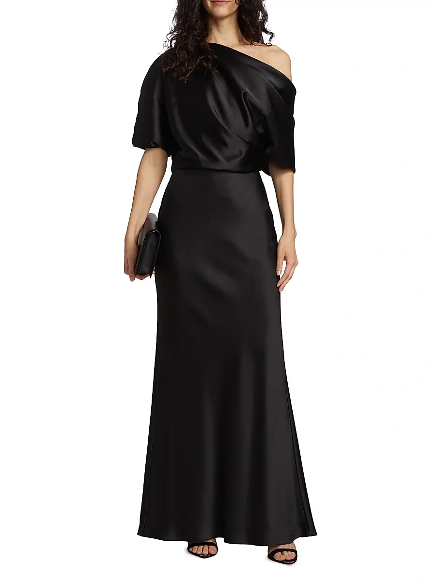 Amsale Women's Satin One-Shoulder Gown | Thumbnail 2 Amsale Women's Satin One-Shoulder Gown | Thumbnail 2