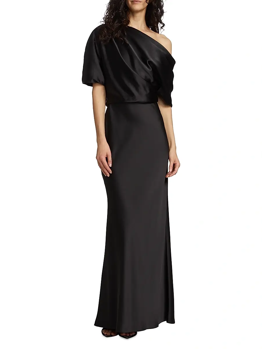 Amsale Women's Satin One-Shoulder Gown | Thumbnail 3 Amsale Women's Satin One-Shoulder Gown | Thumbnail 3