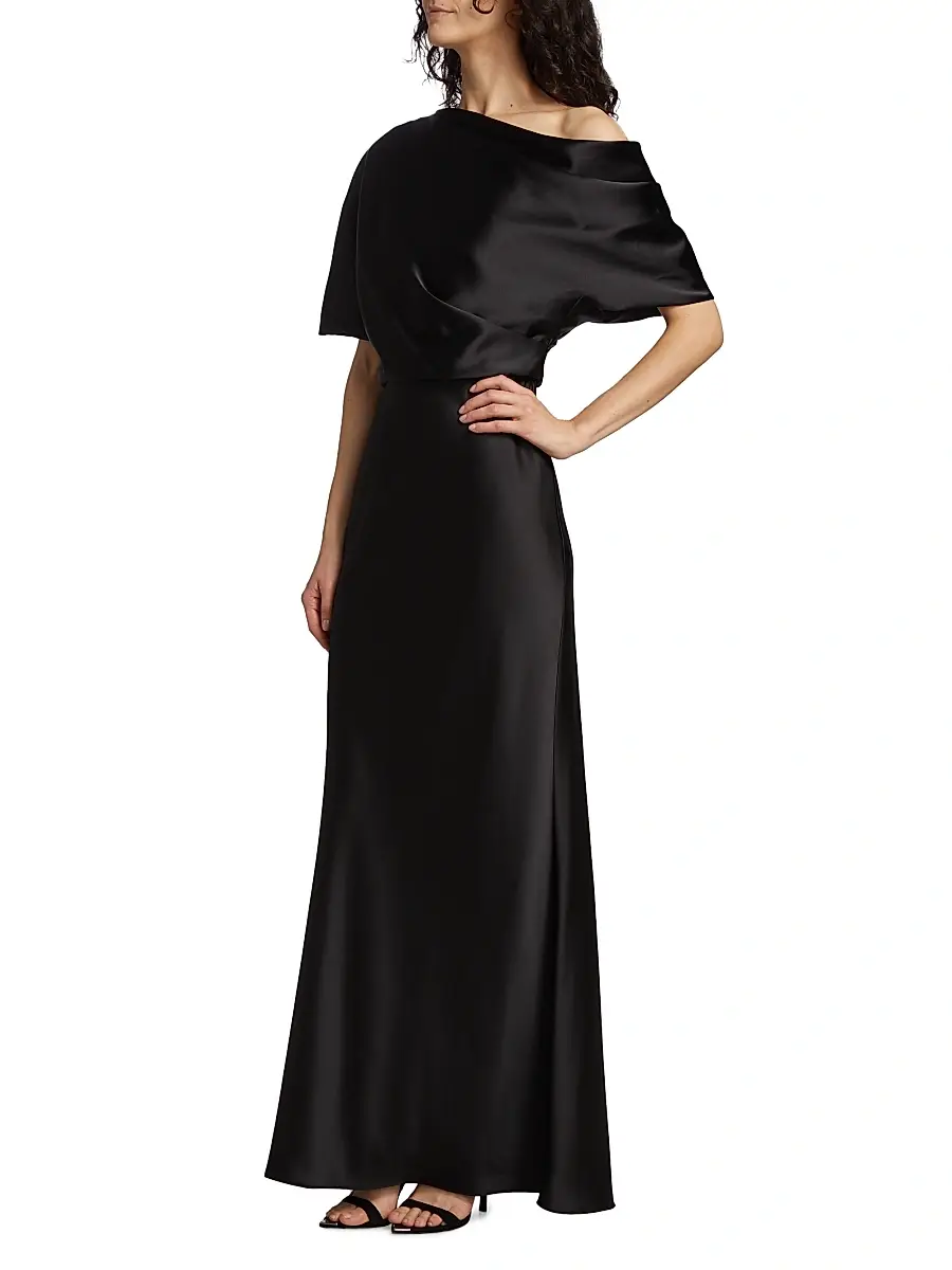Amsale Women's Satin One-Shoulder Gown | Thumbnail 4 Amsale Women's Satin One-Shoulder Gown | Thumbnail 4