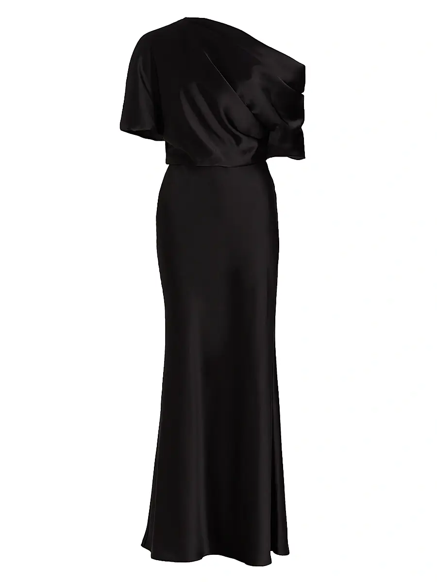 Amsale Women's Satin One-Shoulder Gown - Black | Image 1 Amsale Women's Satin One-Shoulder Gown - Black | Image 1
