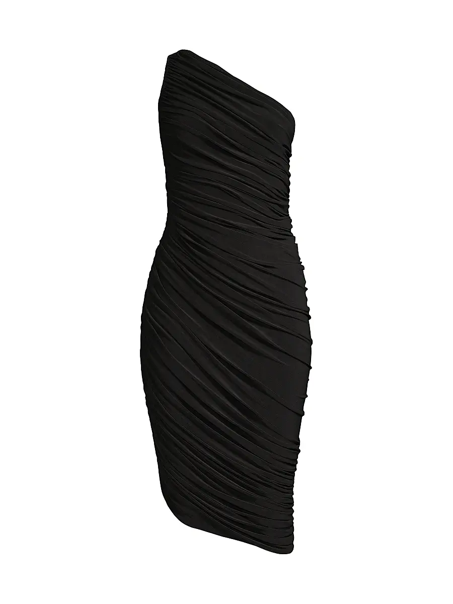Norma Kamali Women's Diana Ruched One-Shoulder Midi-Dress - Black | Image 1 Norma Kamali Women's Diana Ruched One-Shoulder Midi-Dress - Black | Image 1
