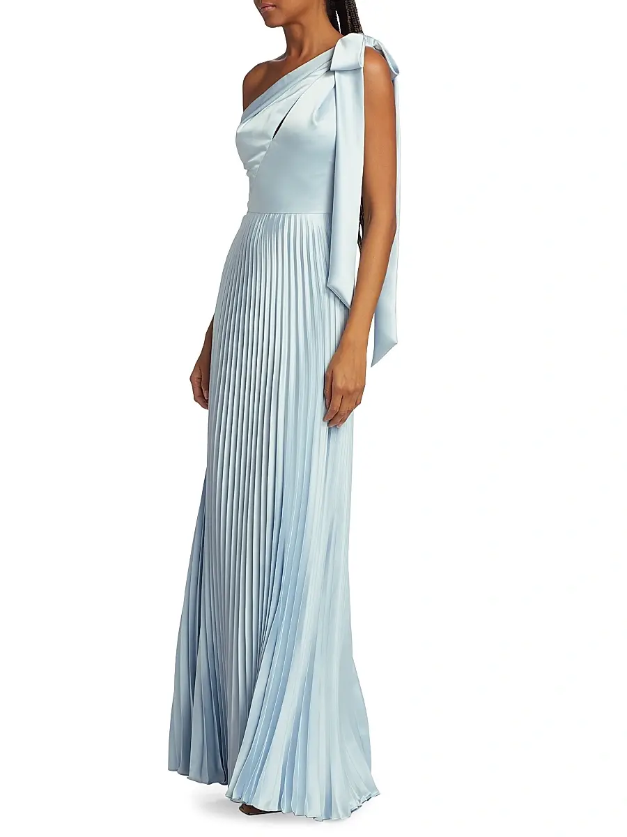 Amsale Women's Satin One-Shoulder Pleated Gown | Thumbnail 2 Amsale Women's Satin One-Shoulder Pleated Gown | Thumbnail 2