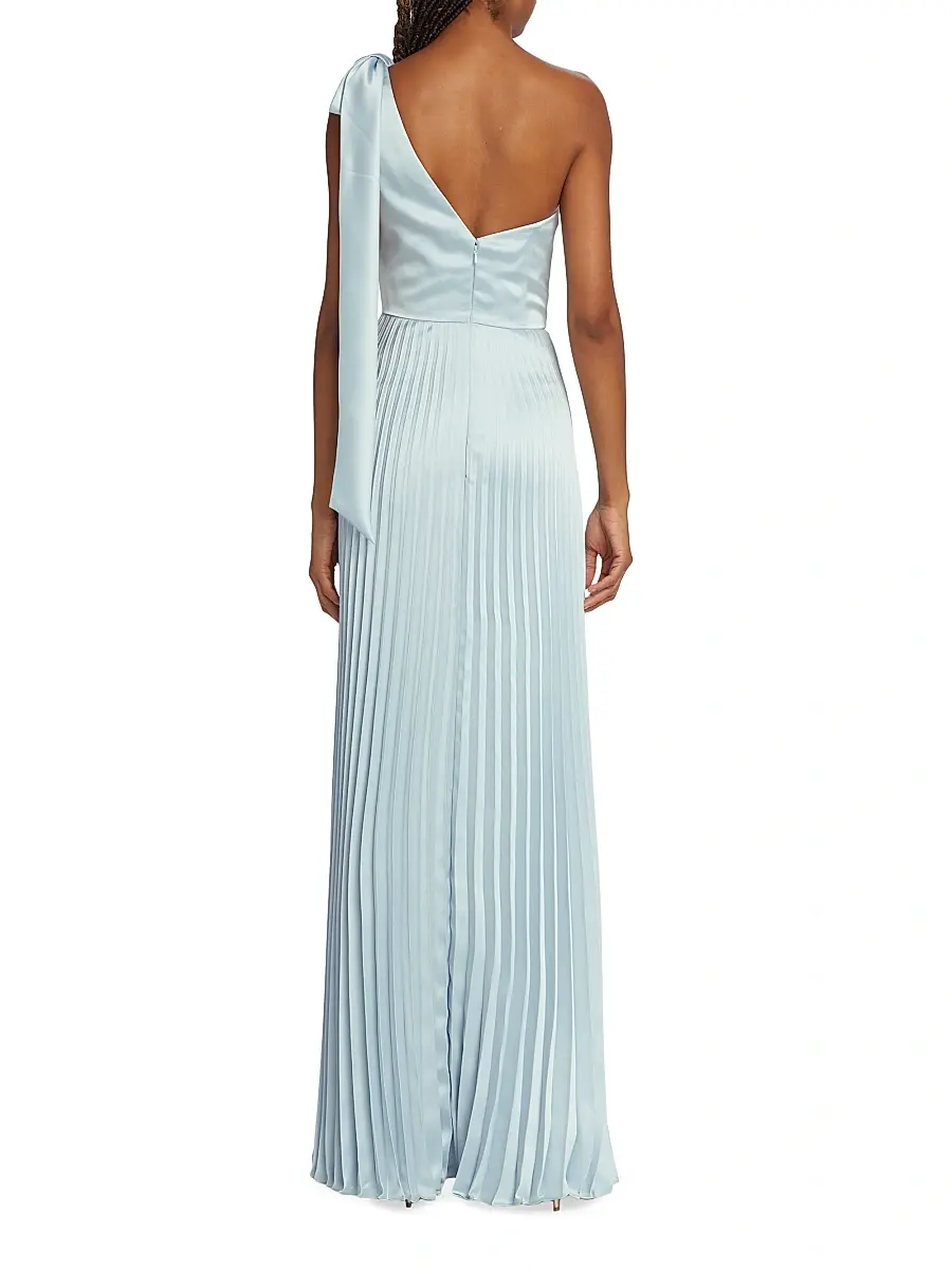 Amsale Women's Satin One-Shoulder Pleated Gown | Thumbnail 5 Amsale Women's Satin One-Shoulder Pleated Gown | Thumbnail 5