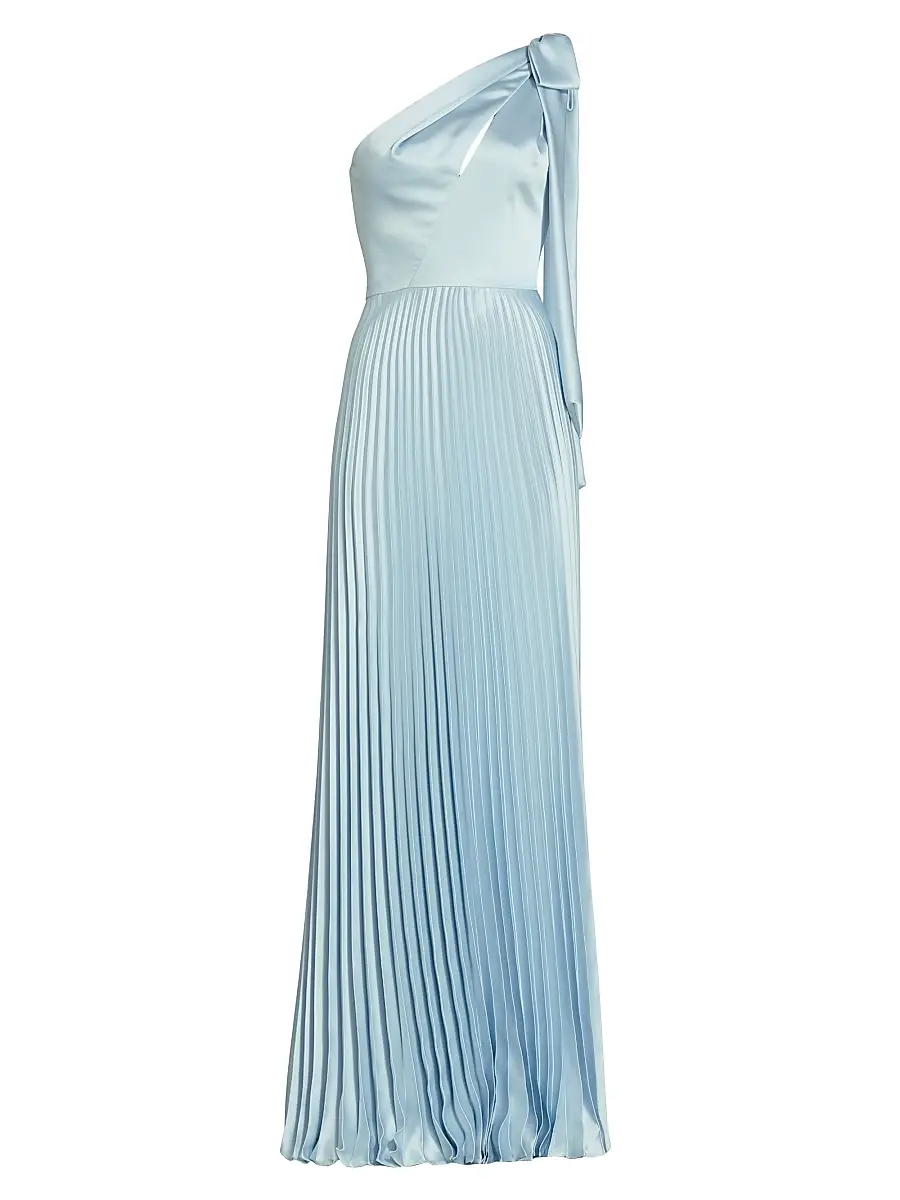 Amsale Women's Satin One-Shoulder Pleated Gown - Ice | Image 1 Amsale Women's Satin One-Shoulder Pleated Gown - Ice | Image 1