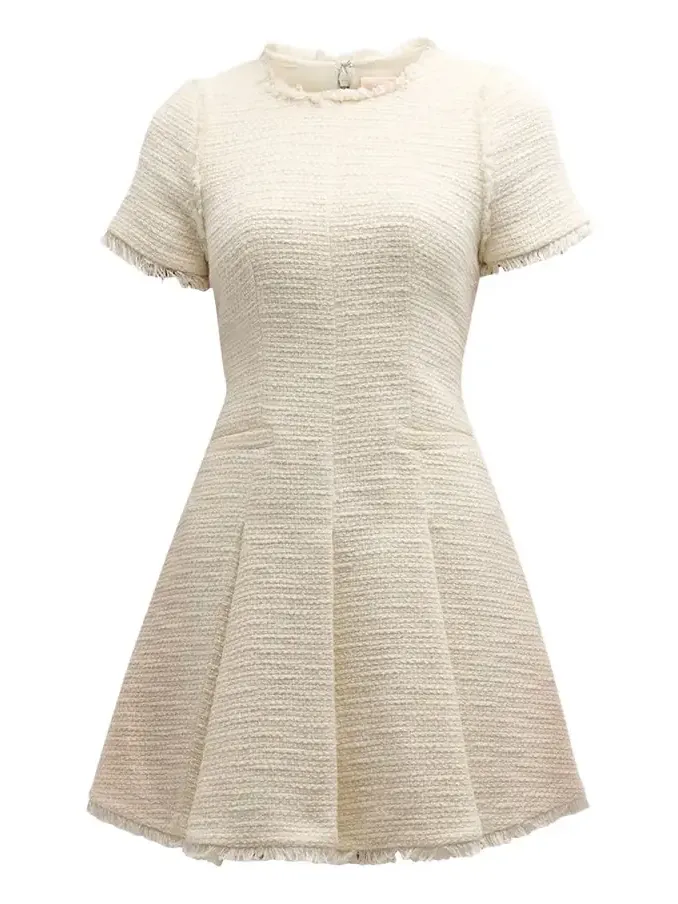 Cinq à Sept Nova Cotton Boucle Pleated Mini Dress