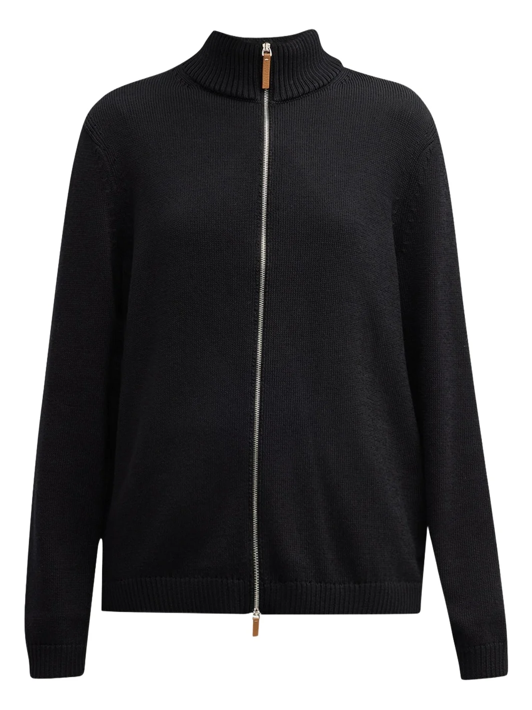 Cotton-Silk Tape Fitted Bomber Sweater