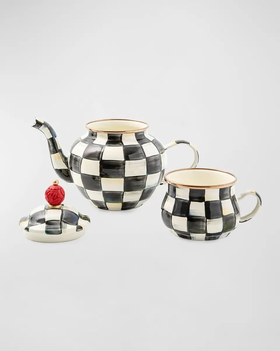 MacKenzie-Childs Courtly Check Enamel High Tea | Thumbnail 2 MacKenzie-Childs Courtly Check Enamel High Tea | Thumbnail 2