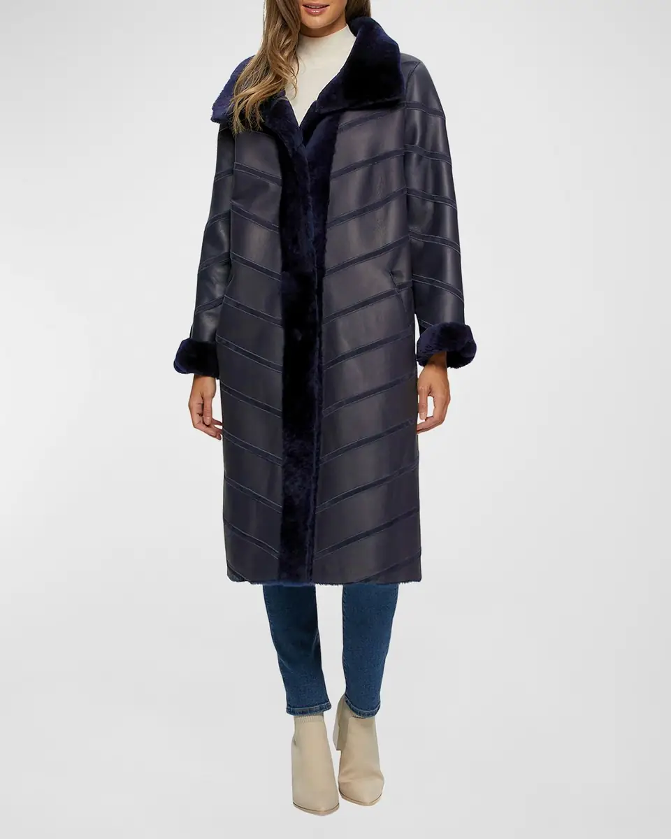 Gorski Reversible Chevron Lamb Shearling Coat | Thumbnail 2 Gorski Reversible Chevron Lamb Shearling Coat | Thumbnail 2