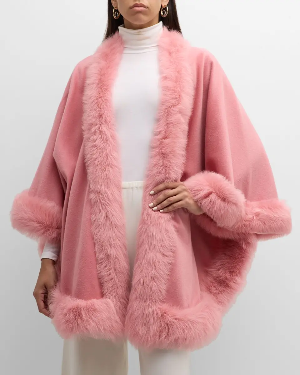 Gorski Cashmere Capelet with Lamb Shearling Trim | Thumbnail 3 Gorski Cashmere Capelet with Lamb Shearling Trim | Thumbnail 3