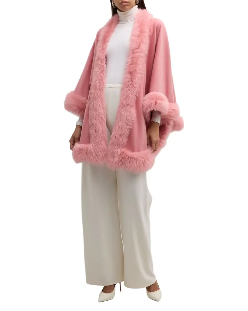 Gorski Cashmere Capelet with Lamb Shearling Trim | Image 1 Gorski Cashmere Capelet with Lamb Shearling Trim | Image 1