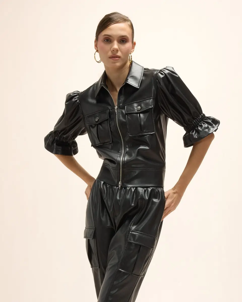 Cinq à Sept Holly Cropped Vegan Leather Jacket | Thumbnail 5 Cinq à Sept Holly Cropped Vegan Leather Jacket | Thumbnail 5