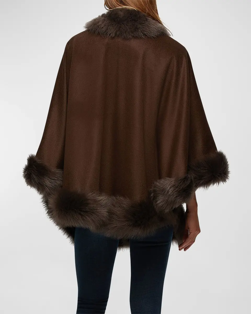 Gorski Cashmere Capelet with Lamb Shearling Trim | Thumbnail 2 Gorski Cashmere Capelet with Lamb Shearling Trim | Thumbnail 2