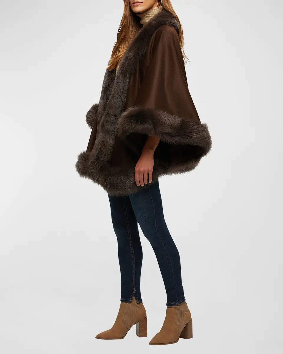 Gorski Cashmere Capelet with Lamb Shearling Trim | Thumbnail 5 Gorski Cashmere Capelet with Lamb Shearling Trim | Thumbnail 5