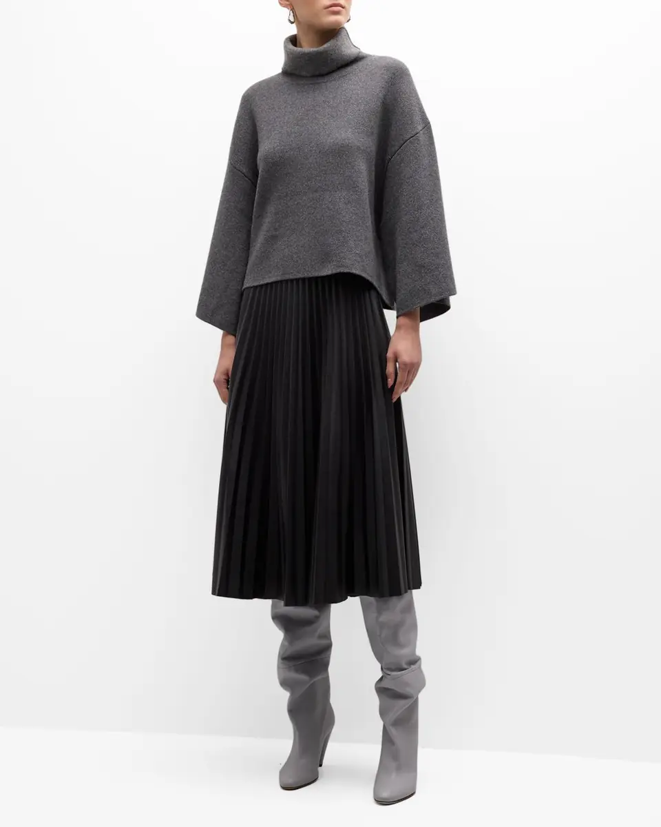 Proenza Schouler White Label Pleated Vegan Leather Midi Skirt | Thumbnail 3 Proenza Schouler White Label Pleated Vegan Leather Midi Skirt | Thumbnail 3