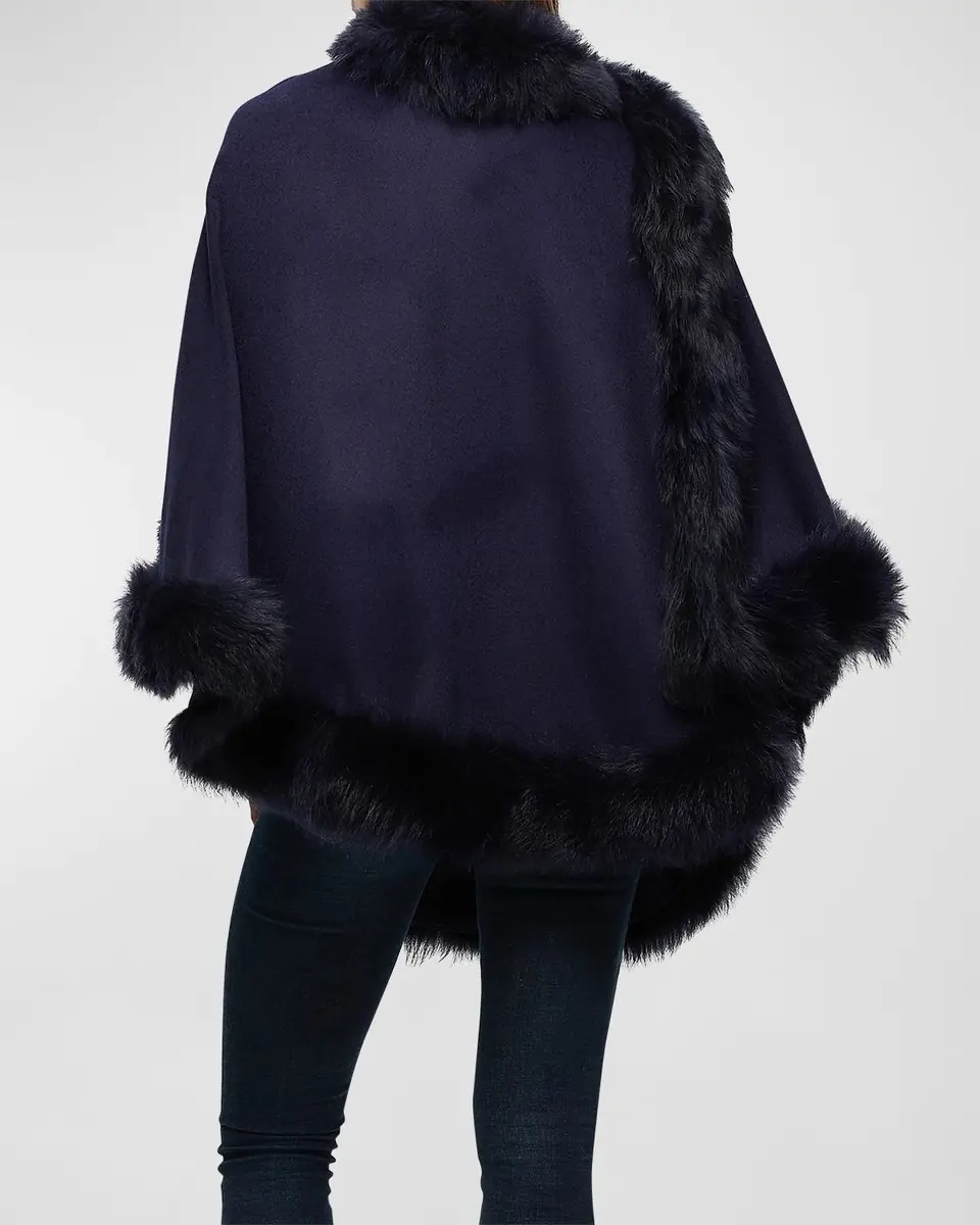 Gorski Cashmere Capelet with Lamb Shearling Trim | Thumbnail 2 Gorski Cashmere Capelet with Lamb Shearling Trim | Thumbnail 2