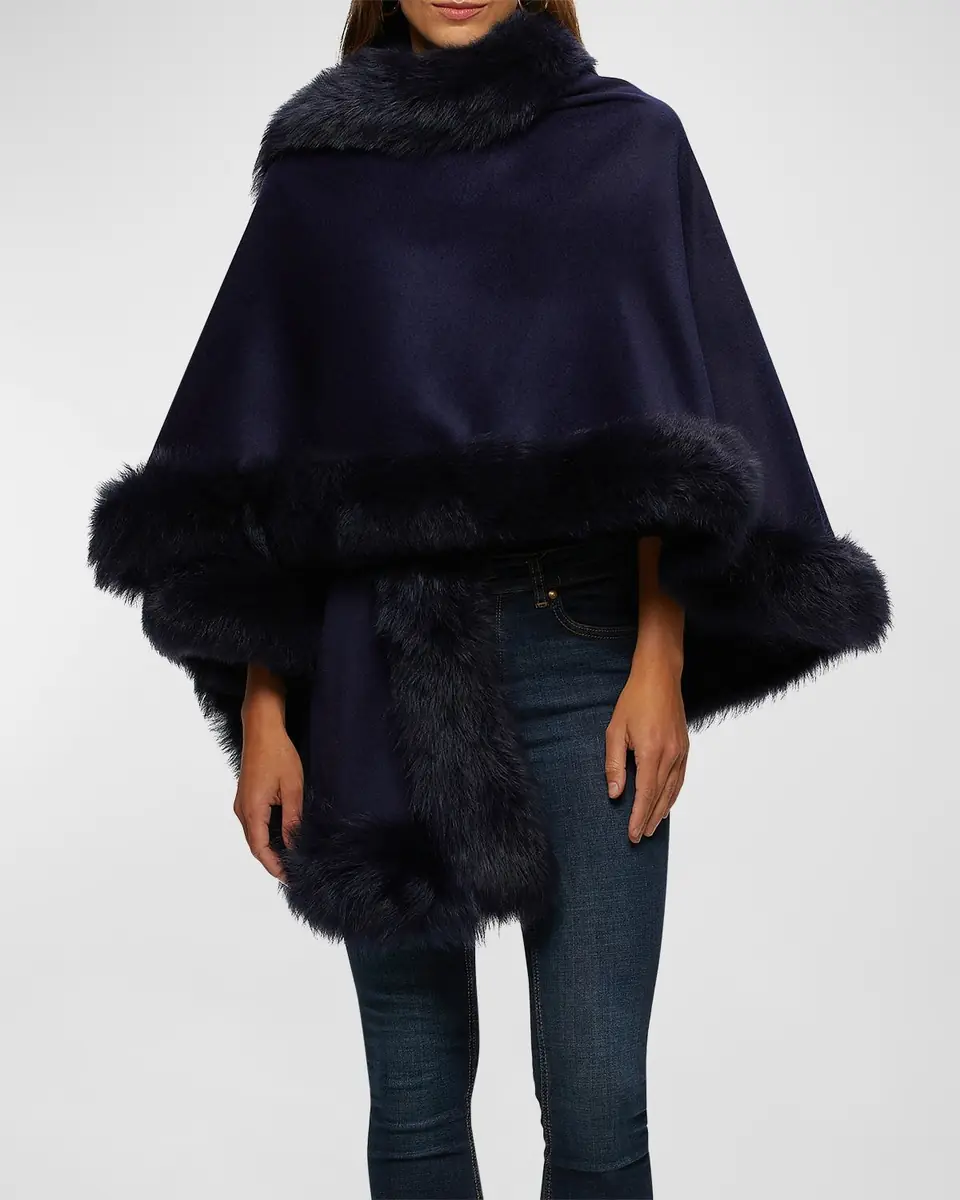 Gorski Cashmere Capelet with Lamb Shearling Trim | Thumbnail 3 Gorski Cashmere Capelet with Lamb Shearling Trim | Thumbnail 3