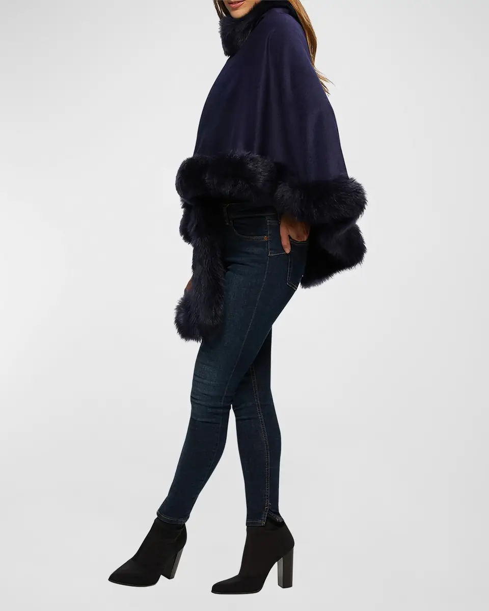 Gorski Cashmere Capelet with Lamb Shearling Trim | Thumbnail 5 Gorski Cashmere Capelet with Lamb Shearling Trim | Thumbnail 5